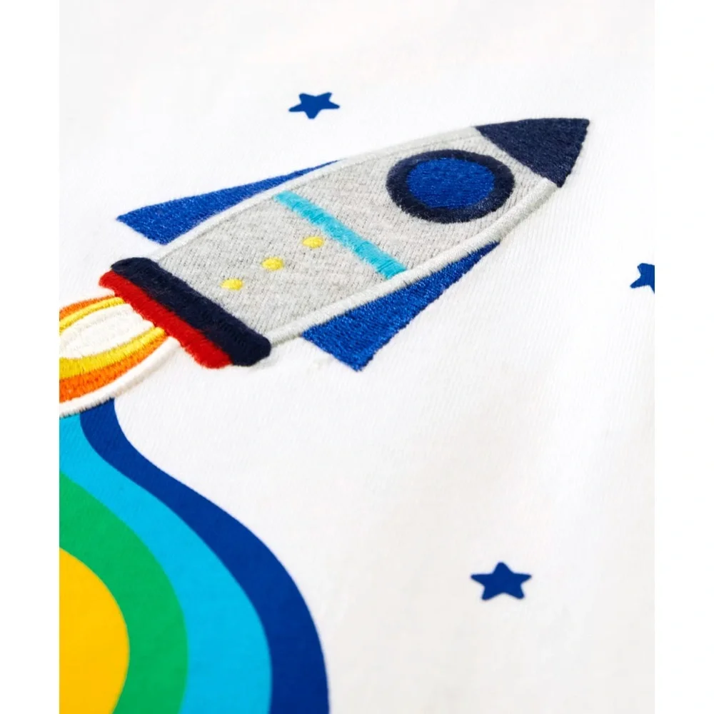 Gymboree White Tee with Rainbow Rocket Design size 12